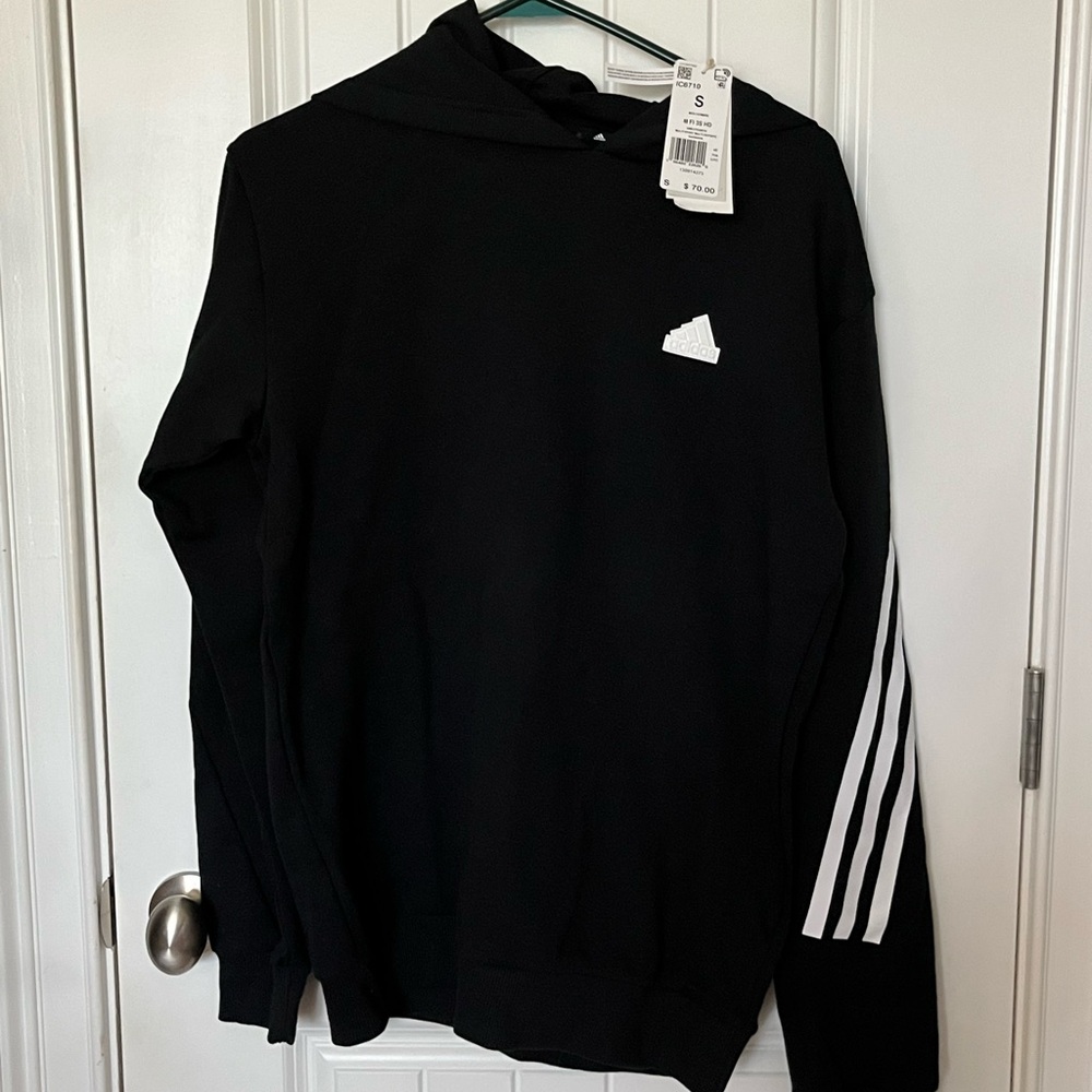 Adidas Black and White Sweatshirt with Signature Stripes